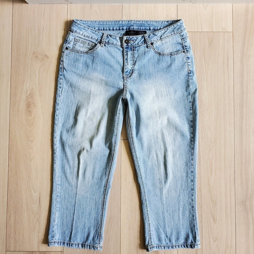 VSH Jeans Womens 8 Blue Light Wash Crop Denim Stitched Flap‎ Pocket Western